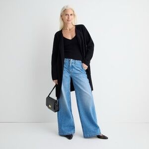 NWT!! J. CREW Juliette Collarless Sweater Blazer Solid Black Longline Knit Small